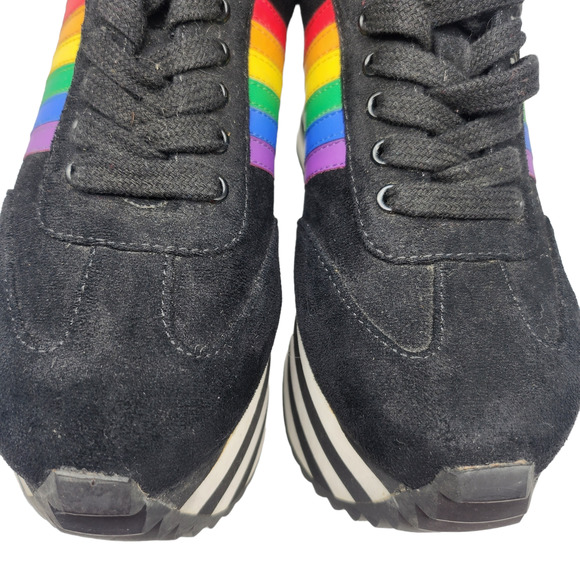Charla Tedrick Dolls Kill Shoes 6 Black Rainbow Striped Platform Sneakers LGBTQ - Picture 5 of 12